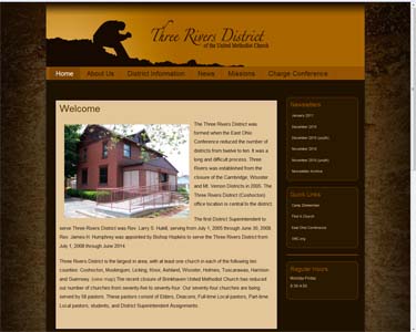 Screenshot of the website for the Three Rivers District of the United Methodist Church