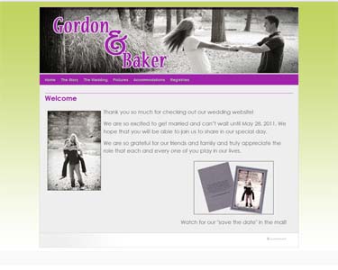 Screenshot of a wedding website