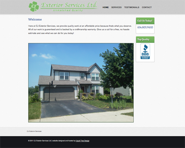 Screenshot of the website for CJ Exterior Services