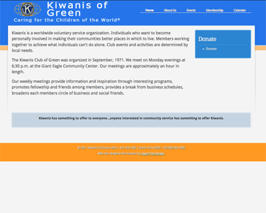 Screenshot of a Kiwanis website