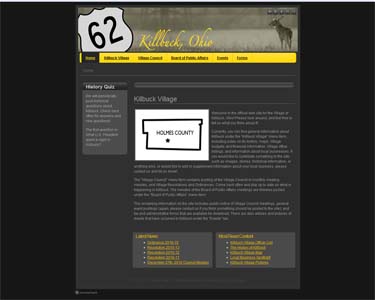 Screenshot of the website for the Village of Killbuck, Ohio
