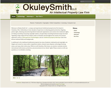 Screenshot of website for Okuley Smith LLC law firm