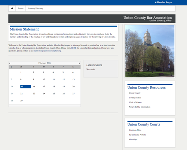 Screenshot of website for the Union County Bar Association